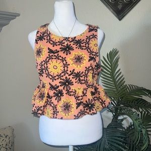 Vintage Inspired Floral Crop Top Size Small